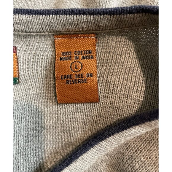 Northern Explorer Mens Large V-Neck Sweater Gray Knit Cotton - Picture 7 of 8